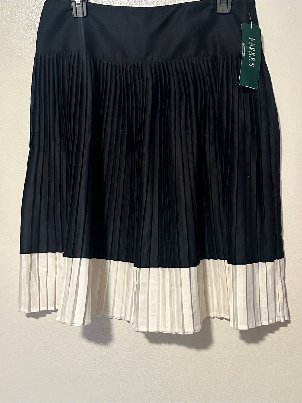 Ralph Lauren Black and White Pleated Midi Skirt